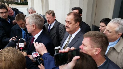 Don Blankenship, the former Massey Energy CEO, emerged from the U.S. Courthouse in Charleston after Thursday's verdict.