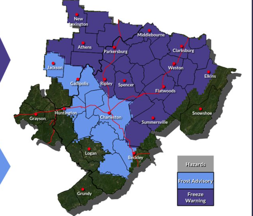 Freezing temperatures expected in many spots of West Virginia overnight into Thursday