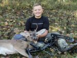 Shawn Snyder of Beckley, W.Va. passes along this picture of his 13-year old son Austin's first buck with a compound bow!

