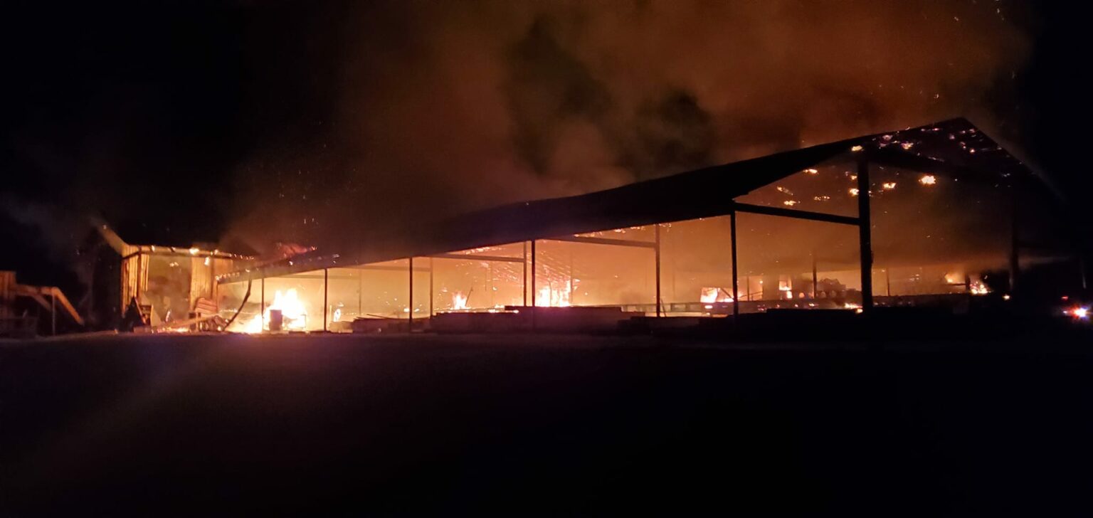 Clay sawmill was fully engulfed in fire by the time it was reported