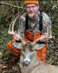 Johnny Hill of Amherstdale, W.Va. with the buck he killed on the opening day of the 2023 West Virginia rifle season in Wayne County, W.Va. 