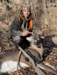 Mason Difalco, 16 , of Franklin, W.Va. shows off his 8 point buck from the 2023 rifle season in West Virginia
