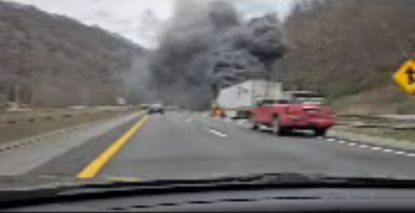 Tractor trailer catches fire on West Virginia Turnpike in Fayette