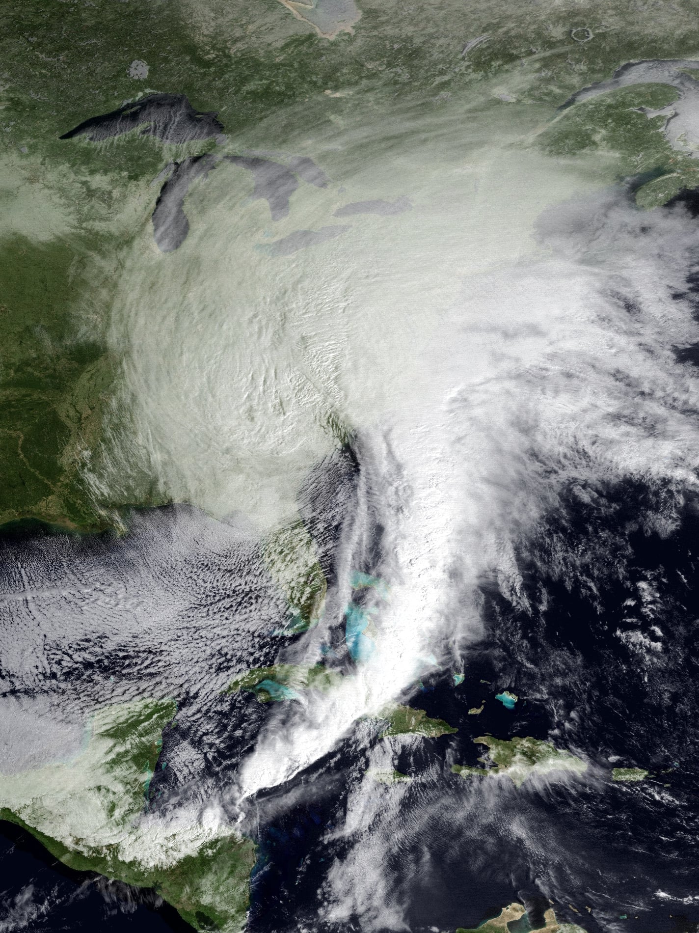 The Superstorm seen from the GOES-7 weather satellite on March 13, 1993