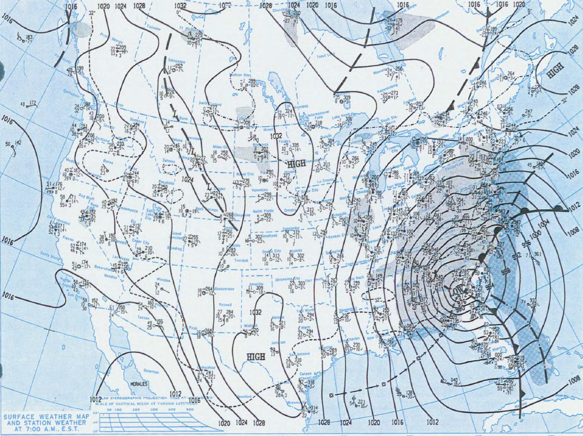 Surface weather map from 7 a